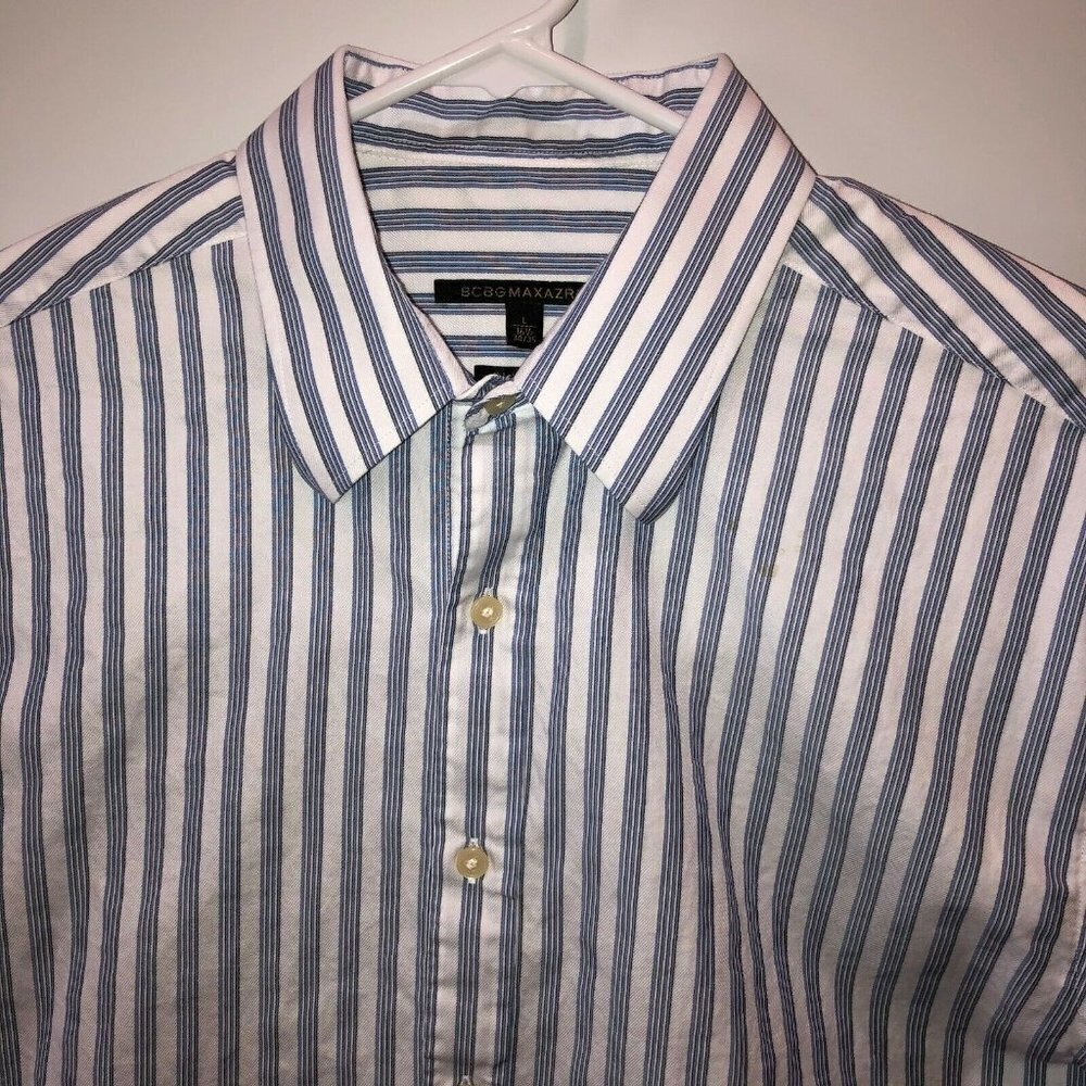 BCBG MAXAZRIA Large Striped Button Front Shirt - Picture 4 of 10